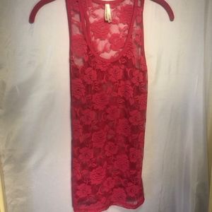 Hot Pink Color Story Lace Tank Top